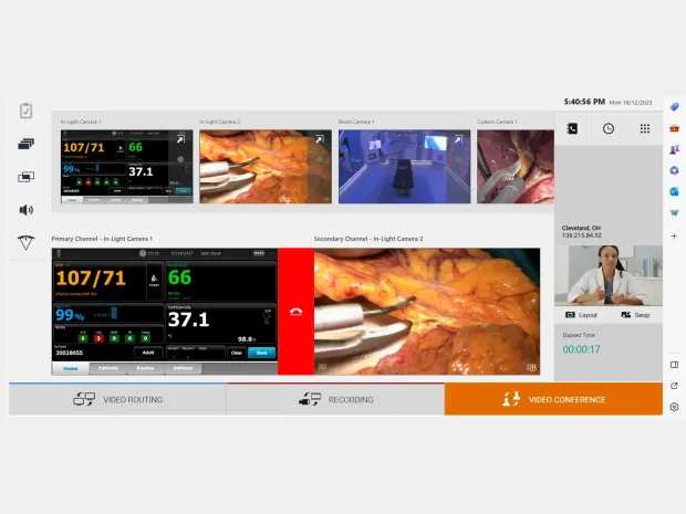 Screenshot displays video conferencing functionality within Helion interface