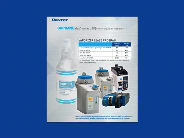 Cover page of the Vaporizer Lease Program Digital Brochure on a blue background