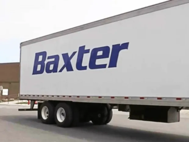 A supply truck featuring the Baxter logo